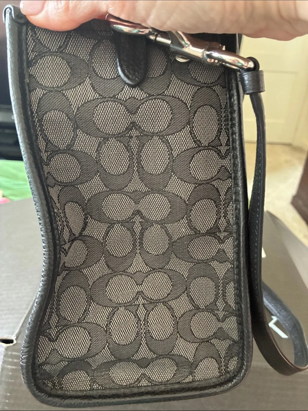 Coach Dempsey Carryall 4113 Signature Jacquard Black/Gray/White with Strap
